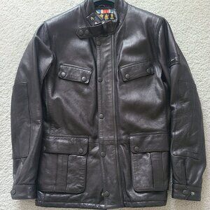 NWT Barbour International Saddler Leather Motorcycle Field Jacket - Size Large